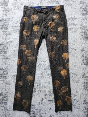Scotch & Soda Charcoal Grey Custom Hand Painted Hot Air Balloon Pants